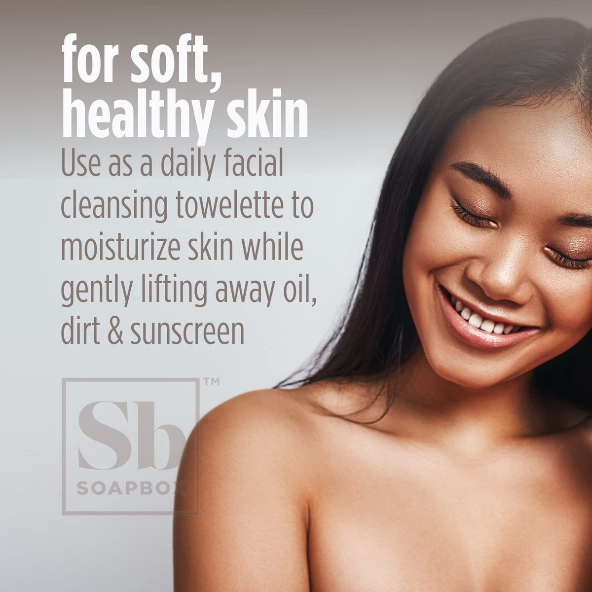 Soapbox wipe removing eye makeup demonstrating effective cleansing