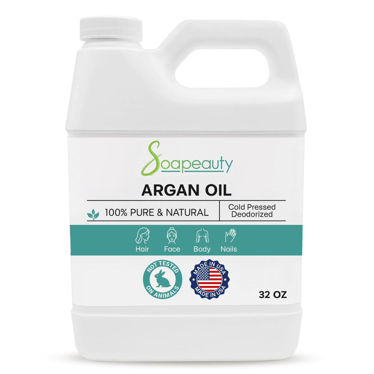 Soapeauty front bottle packaging showing 32 oz size and label benefits