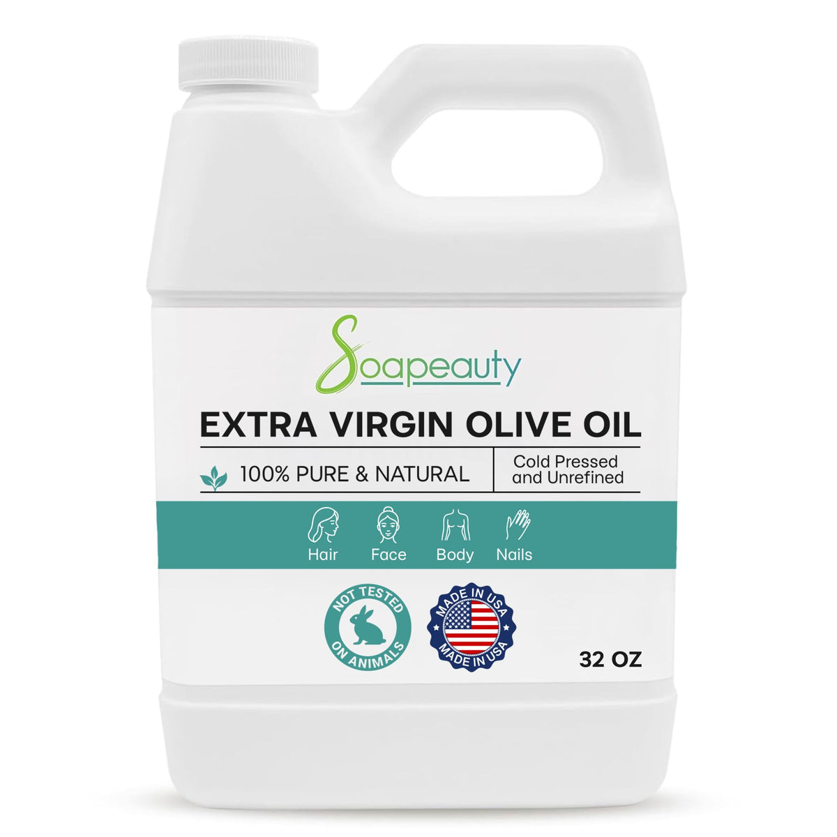 Soapeauty front packaging showing 32 oz bottle and clean branding benefit: clear identification