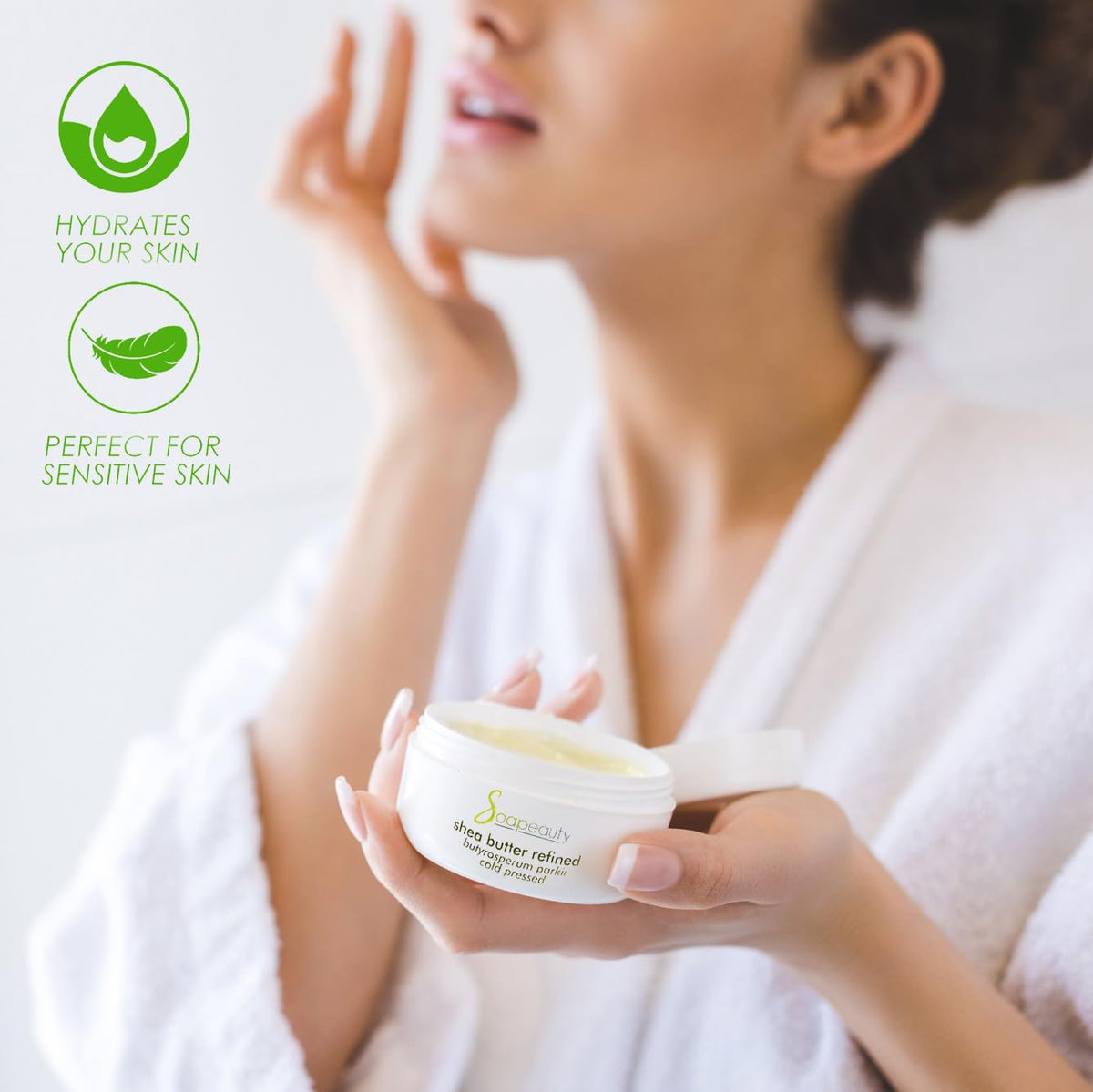 soapeauty melted in hands demonstrating easy absorption and instant hydration