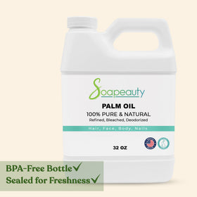 Soapeauty palm oil in bathroom setting highlighting DIY skincare benefit