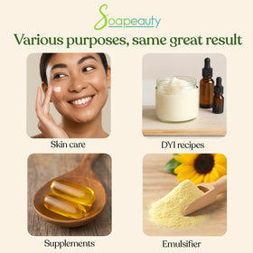 Soapeauty lecithin mixed into lotion to improve spread and hydration