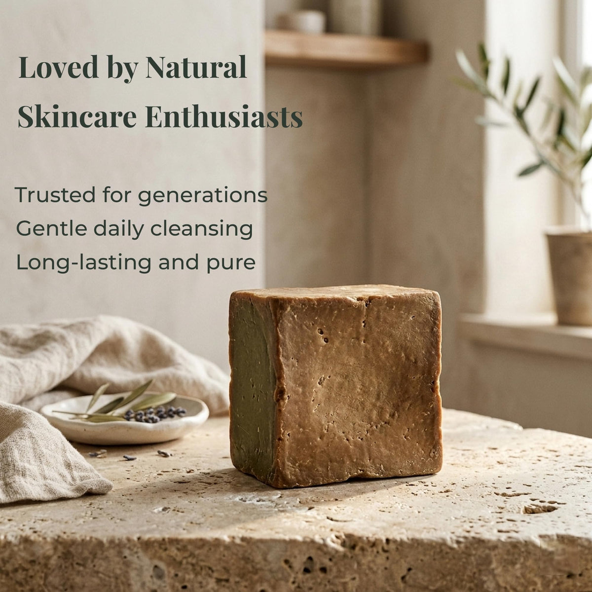 Sobeautis Aleppo bar on bathroom shelf lifestyle setting shows streamlined routine