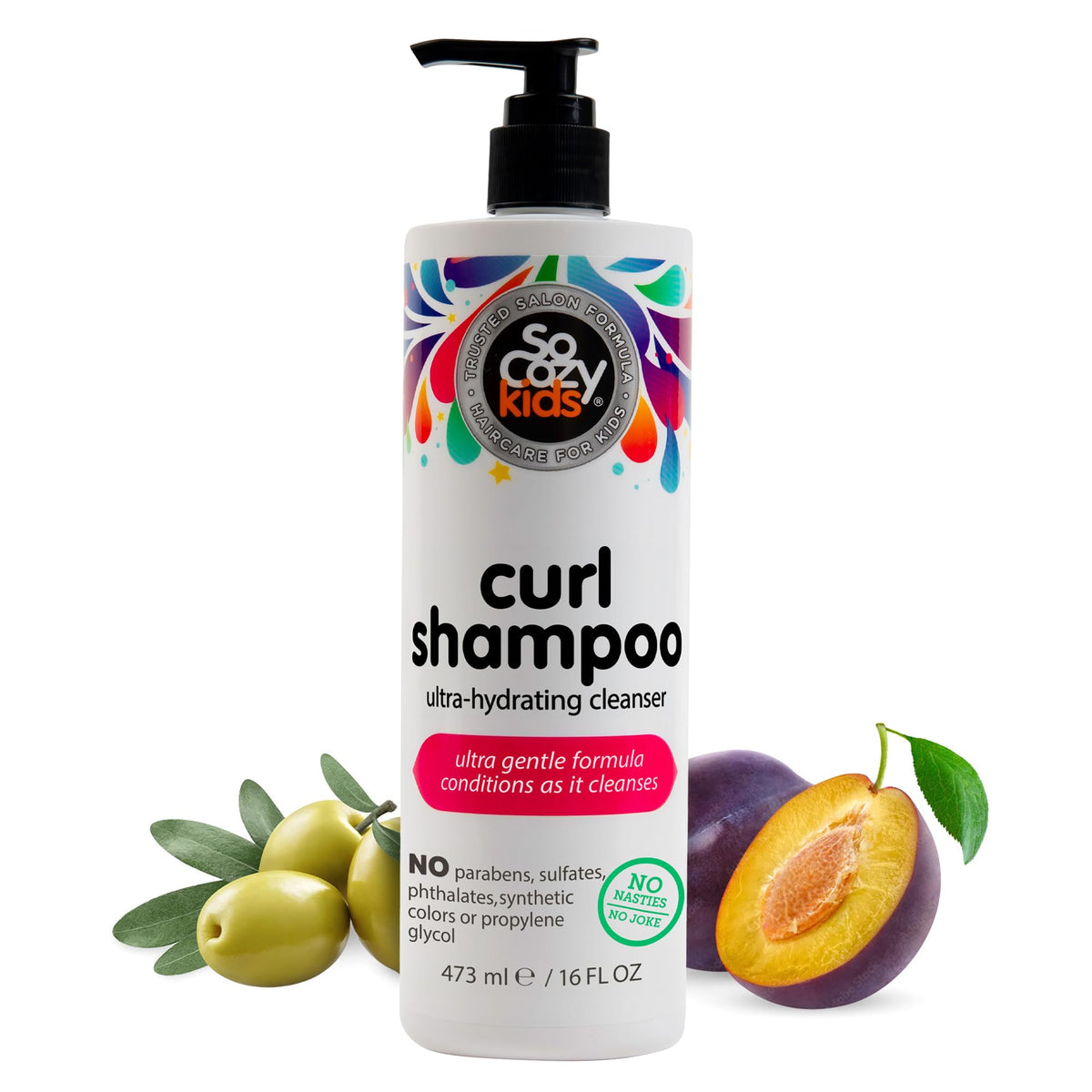 SoCozy front packaging showing bottle and gentle curl benefits