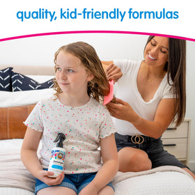 SO COZY kid having hair brushed easily after spray for reduced tugging