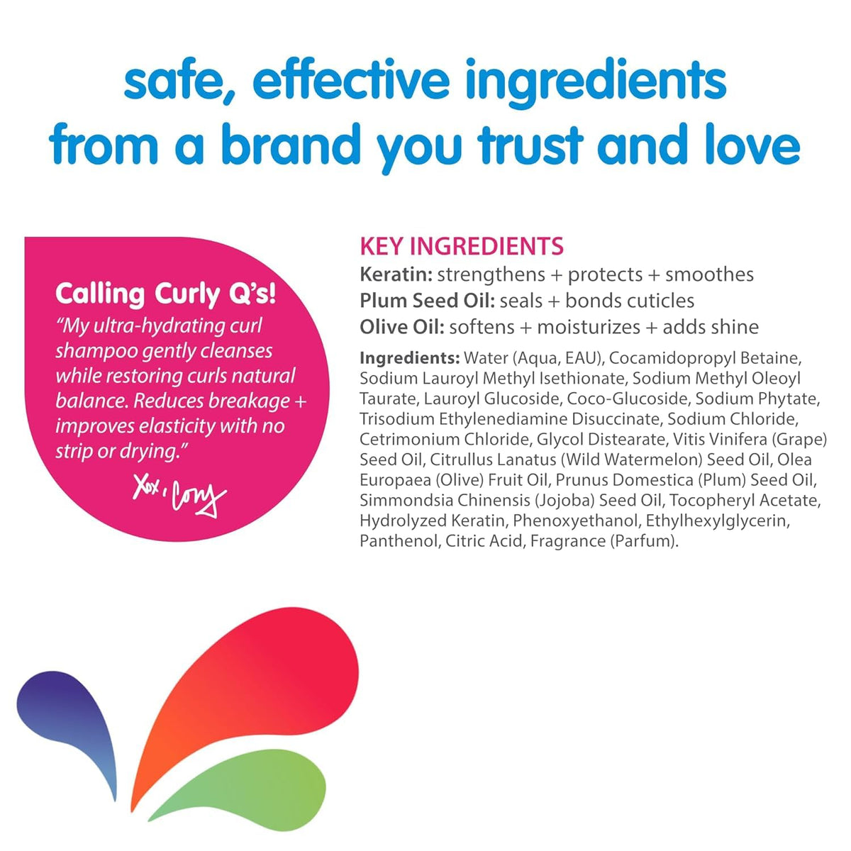 SoCozy ingredient label highlighting keratin and paraben-free benefits