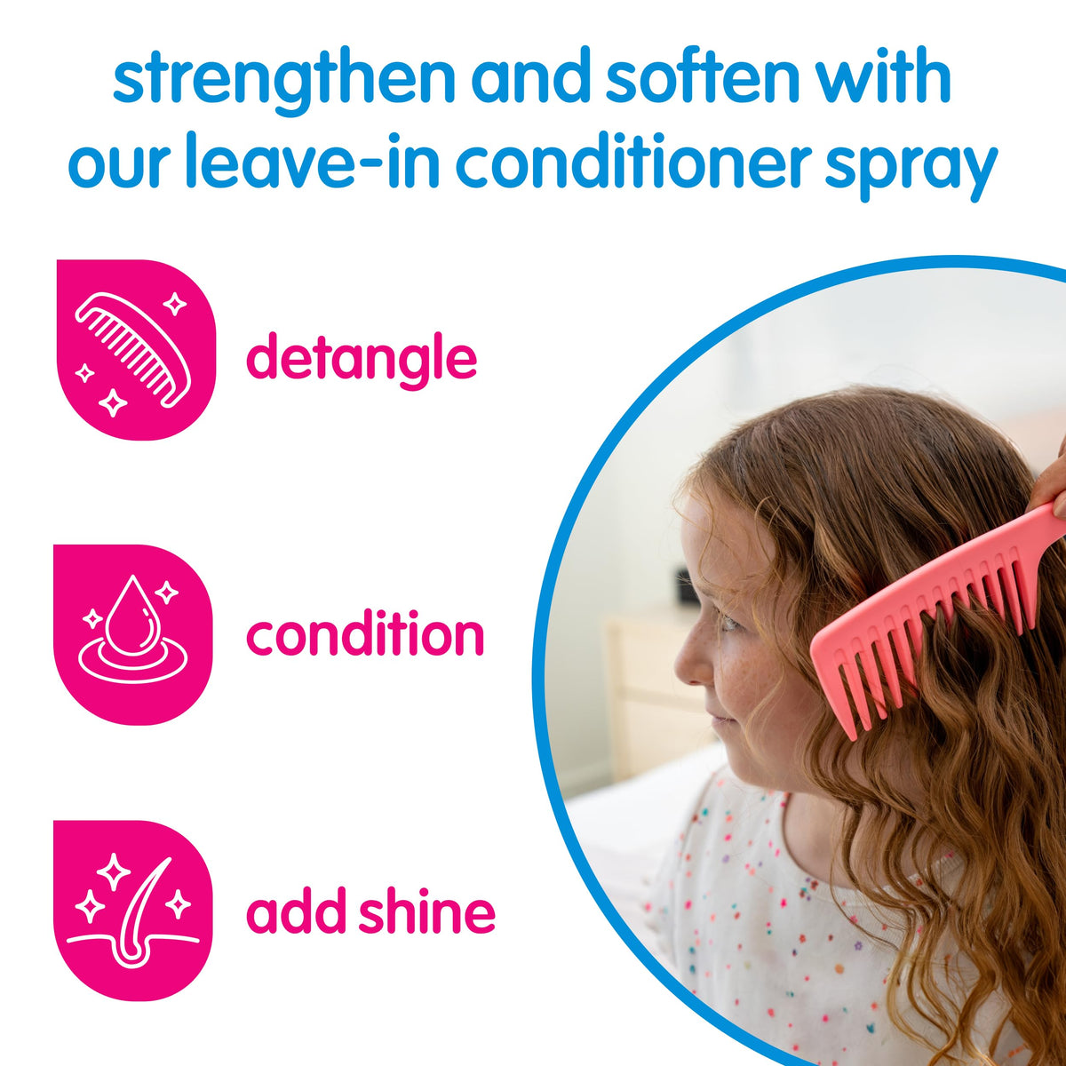 SO COZY spray nozzle close-up demonstrating even mist for gentle detangling