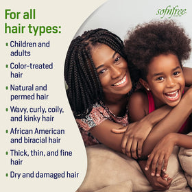 SOF N' FREE being applied to curly hair illustrating easy distribution and curl activation