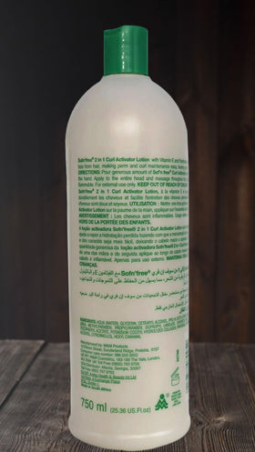 SOF N' FREE bottle staged in bathroom setting for lifestyle usage and daily routine cues