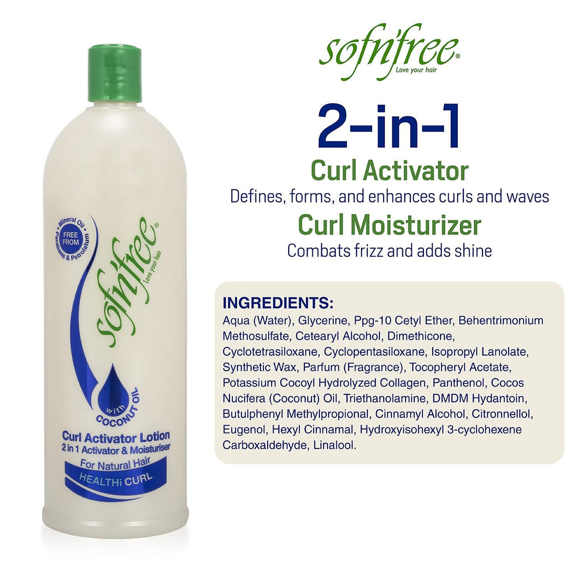 SOF N' FREE pump and label close-up highlighting directions and product information