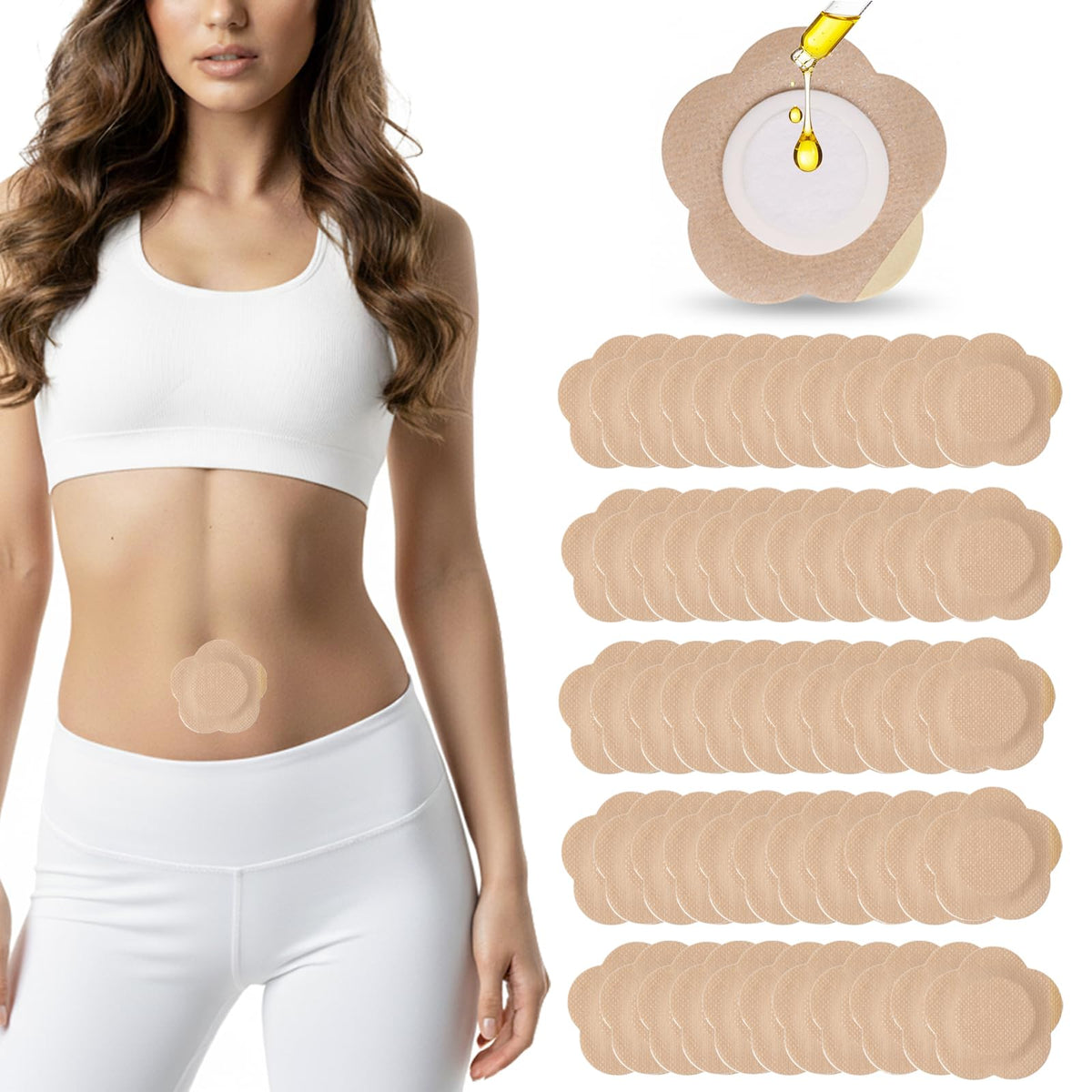 SOFOXYI front packaging showing 55 disposable castor oil patches and benefits