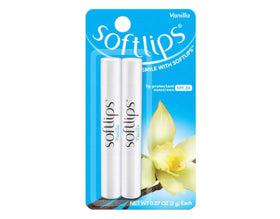 Softlips vanilla stick in hand for size comparison and portability