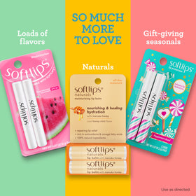 SoftLips vanilla applied outdoors on lips showing soothing protection benefit