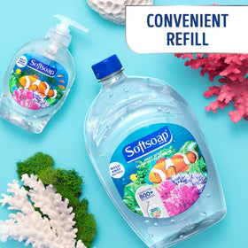 Softsoap aquarium bottle placed in kitchen setting adding decor and function