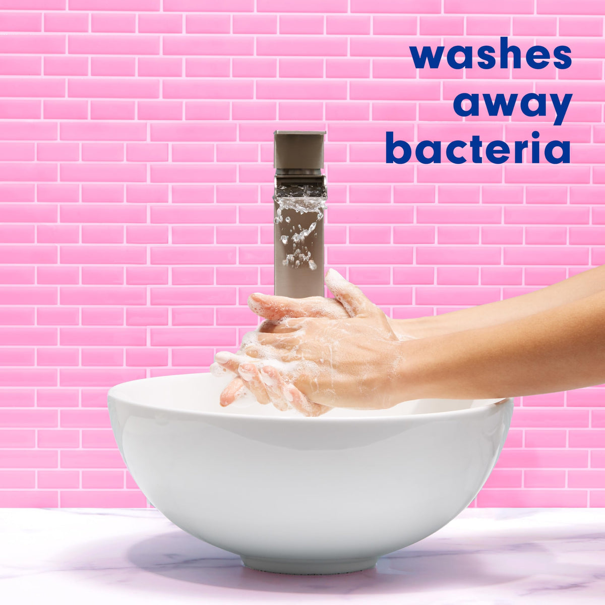 Softsoap bottle placed on bathroom vanity adding decorative scent