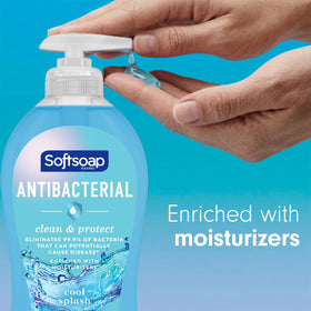 Softsoap bottle label design highlighting antibacterial and paraben-free