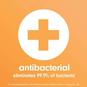 Softsoap bottle label detail showing brand name and antibacterial formula information
