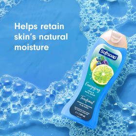 Softsoap bottle on shower shelf illustrating tidy storage and everyday accessibility