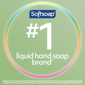 Softsoap bottle side label showing product details and ingredient reassurance