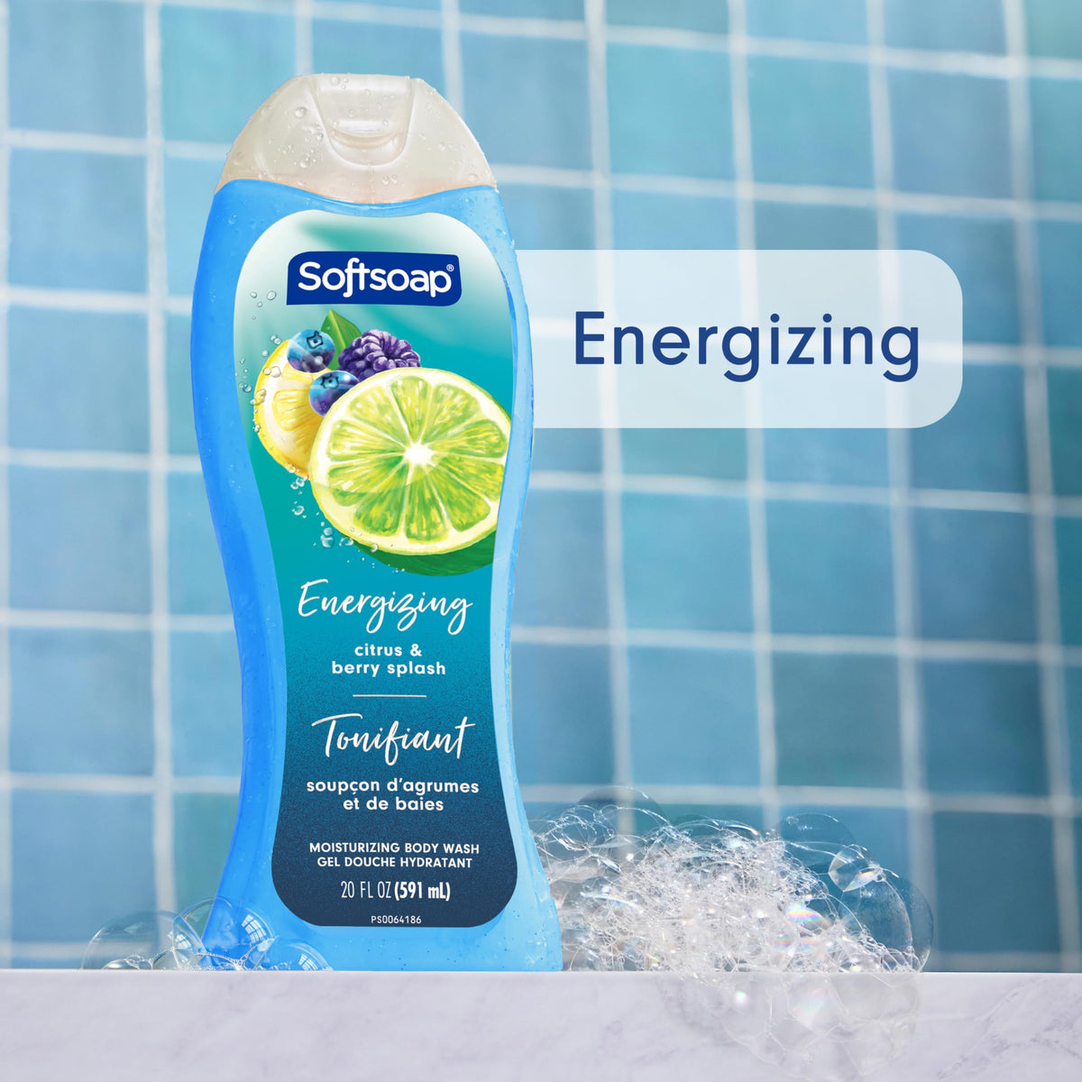 Softsoap close-up label with ingredients and claims, clarifies pH-balanced moisturizing benefits