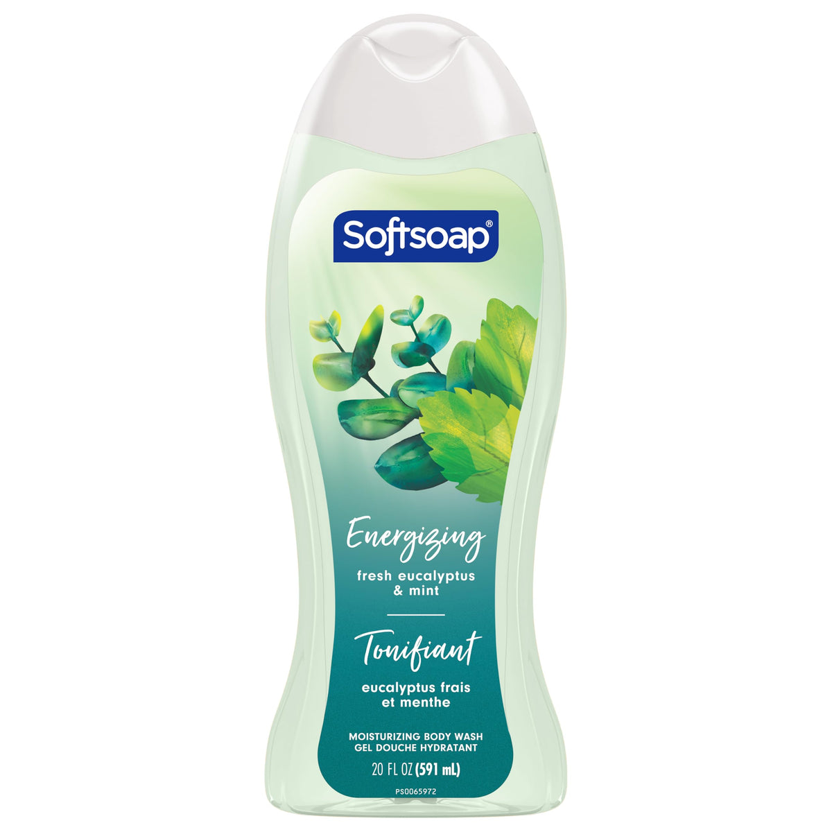 Ingredients panel on Softsoap eucalyptus and mint bottle showing formula facts