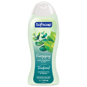 Ingredients panel on Softsoap eucalyptus and mint bottle showing formula facts