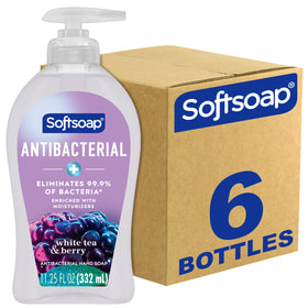Softsoap front packaging showing white tea and berry scent and moisturizing benefit