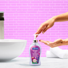 Softsoap bottle placed on bathroom sink illustrating decorative complement