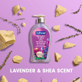 Shea butter and lavender visual representing Softsoap nourishing ingredients