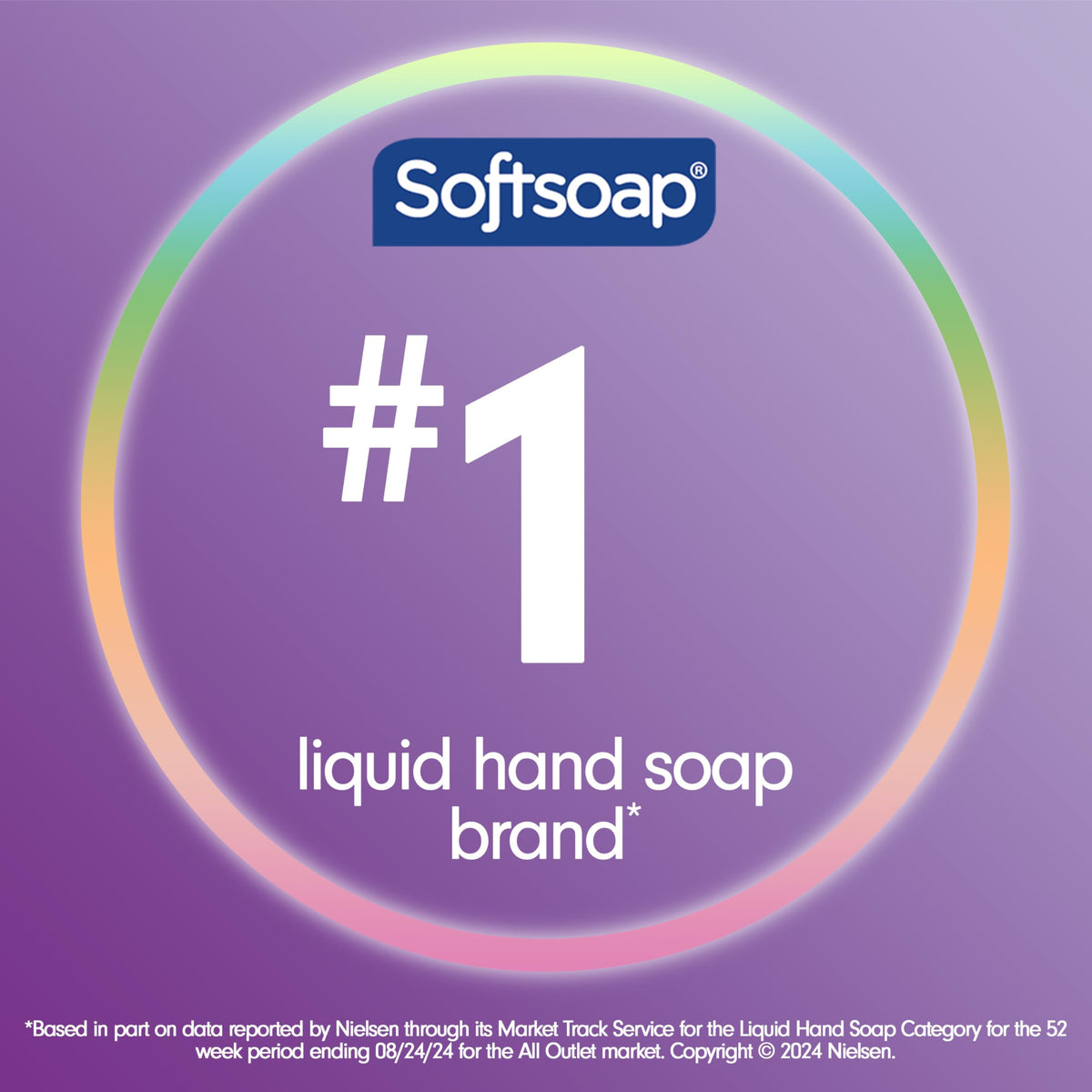 Softsoap pump nozzle close-up showing easy one-hand dispensing benefit