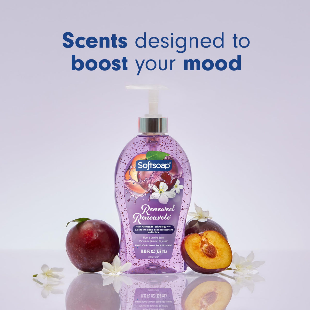 Purple Softsoap texture droplet highlighting smooth lather benefit