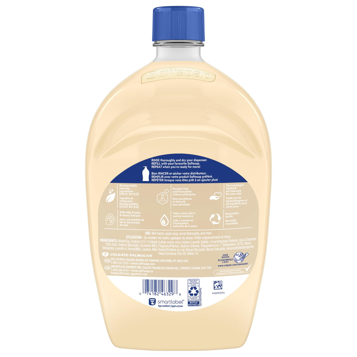 Three Softsoap refill bottles together demonstrating bulk supply