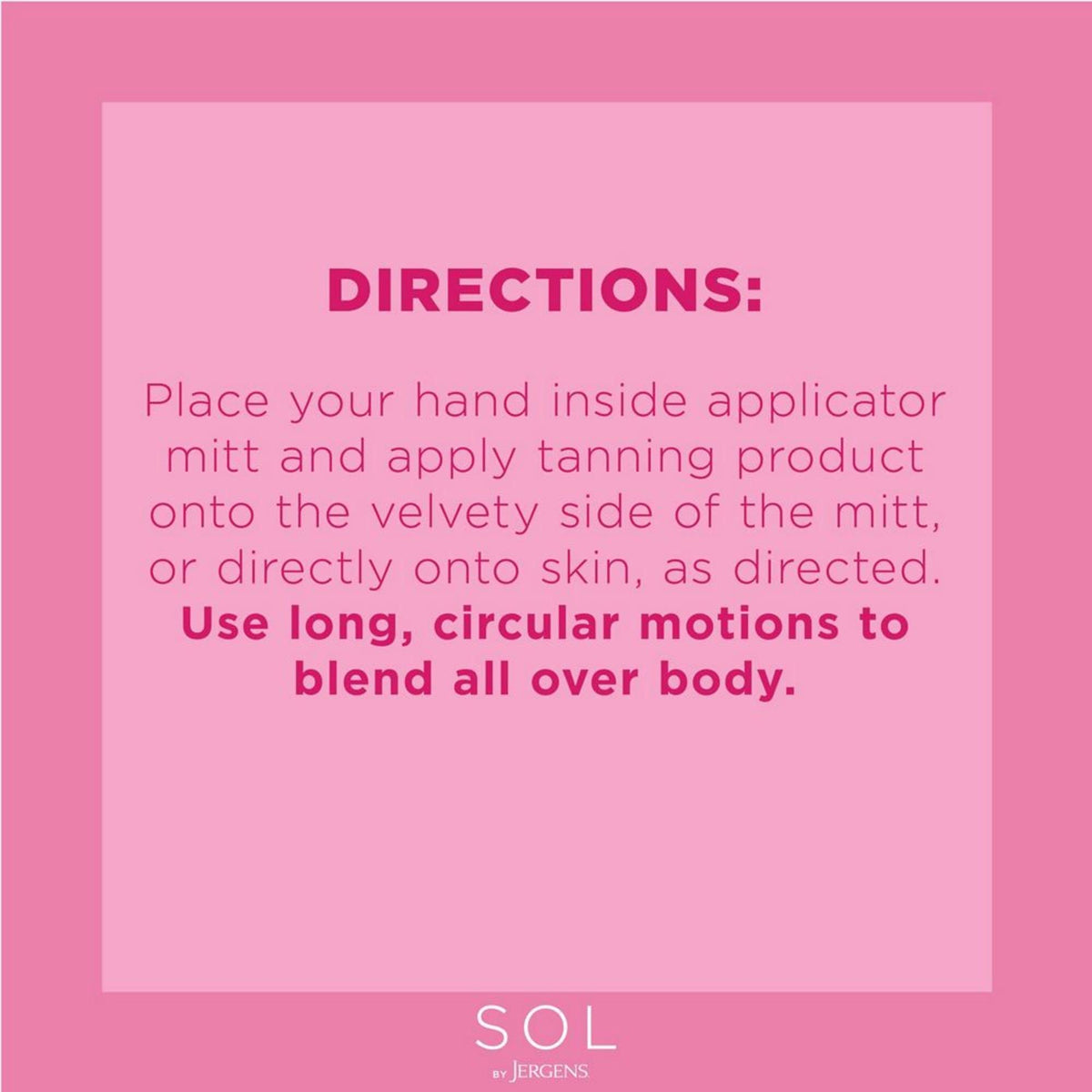 SOL by Jergens color guide label demonstrating instant tint and shade choices