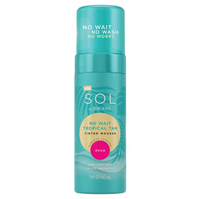 SOL by Jergens front bottle showing tropical tan packaging and fast-develop benefits
