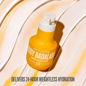 Sol de Janeiro lotion texture closeup illustrating lightweight absorption
