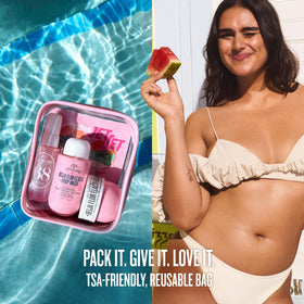 Sol de Janeiro body wash being used in shower showing effective cleanse benefit