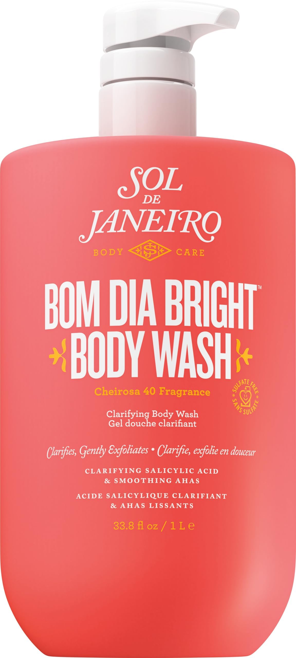 Sol de Janeiro front pump bottle showing 1L jumbo convenience and fragrance