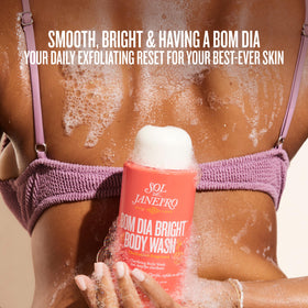 Sol de Janeiro foam in hand demonstrating plush lather and gentle exfoliation