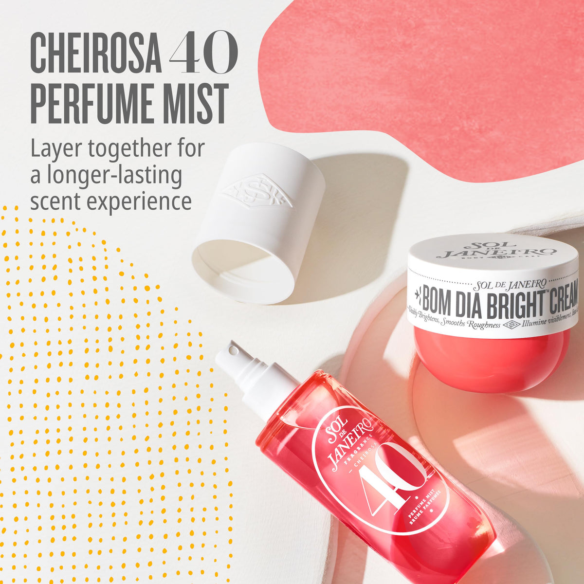 Sol de Janeiro ingredients display with AHAs and emollients highlighting brightening effect