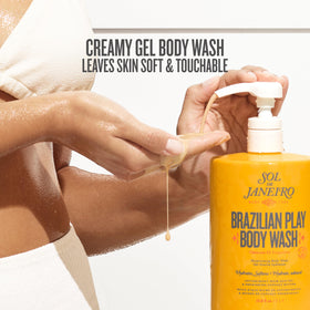 Sol de Janeiro creamy gel texture on fingertip showing rich hydration benefit