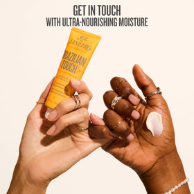 Sol de Janeiro cream texture close-up, highlights lightweight fast-absorbing feel