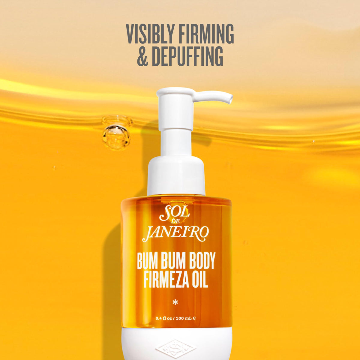 Sol de Janeiro oil pouring from bottle displaying fast-absorbing texture benefit