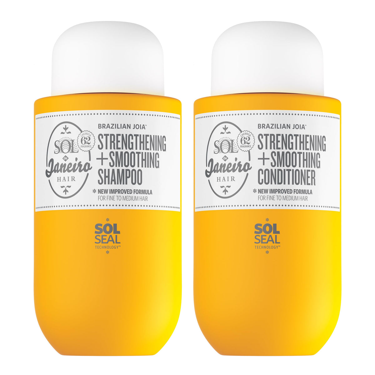 Sol de Janeiro front packaging bottles showing set for visible repair and shine