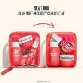 Sol de Janeiro products in shower setting showing routine use and brightening benefit