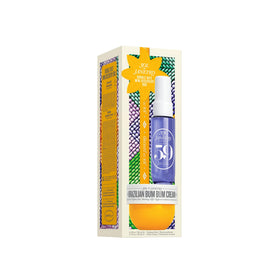 Sol de Janeiro products styled on beach-inspired flatlay conveying tropical scent and lifestyle appeal