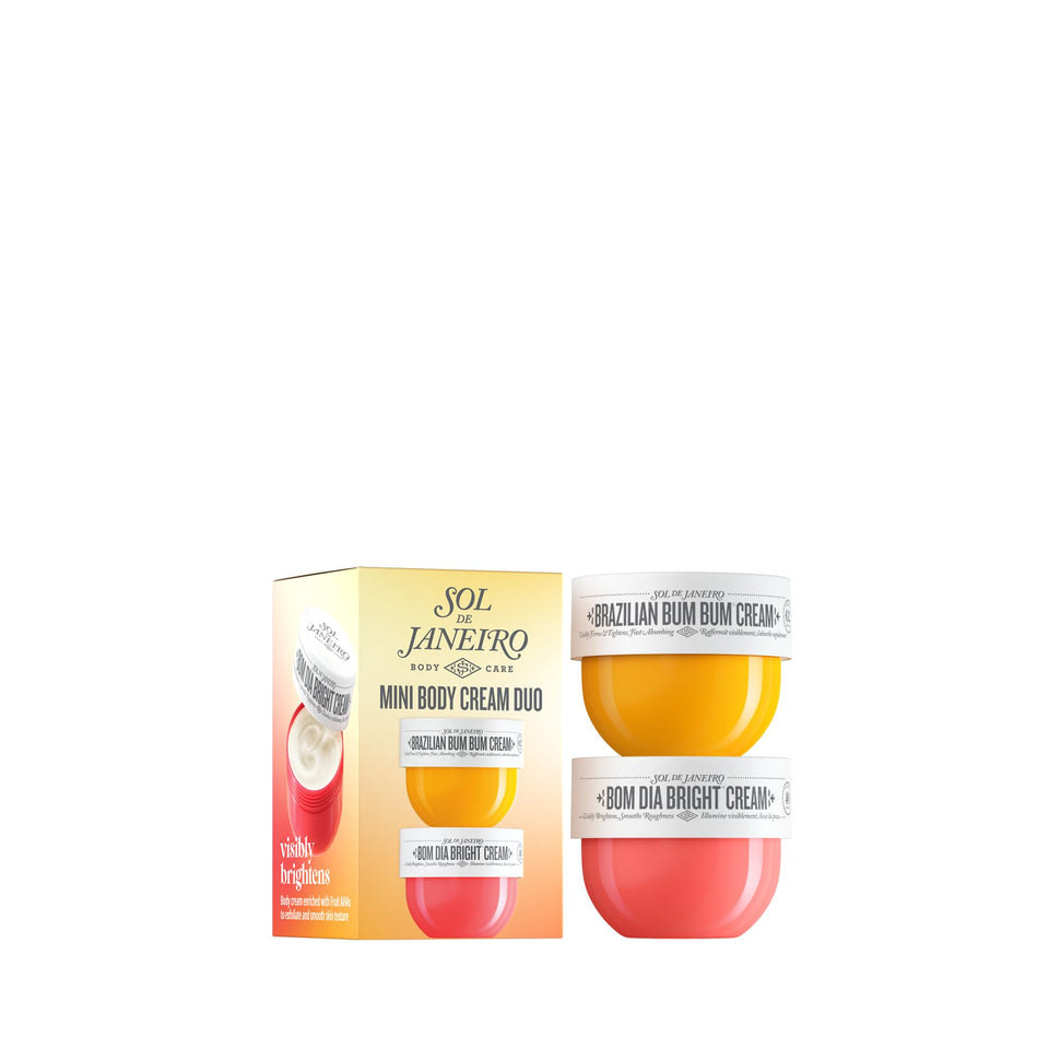 Sol de Janeiro mini set front packaging showing both 25ml jars and branding benefits