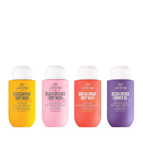 Sol de Janeiro front packaging showing all four travel body washes and gift-ready look
