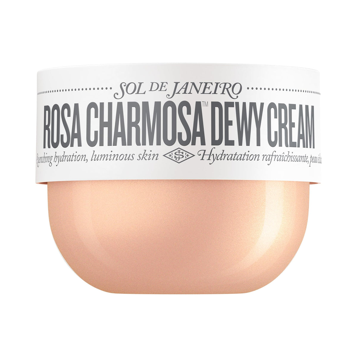 Sol de Janeiro jar front view showing packaging and dewy finish benefit
