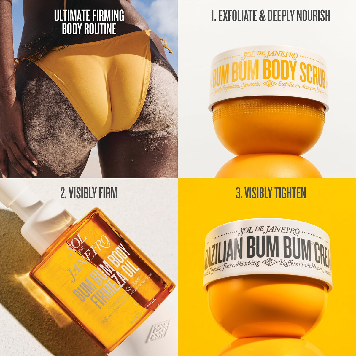 Scrub paired with Bum Bum Cream showing brand scent layering and extended fragrance