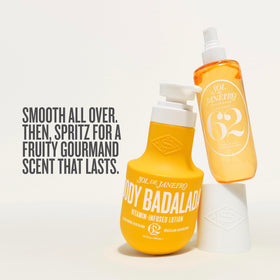 Sol de Janeiro products next to hand showing true size and portable convenience